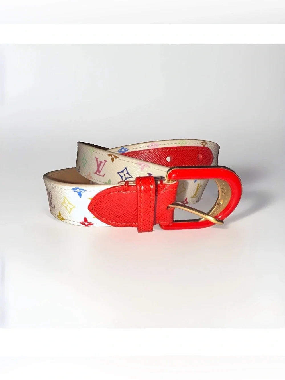 Louis Vuitton Authentic  Monogram Blanc Ceinture Candy Leather Belt 36/90